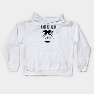 I Want to Belive - Shadow Ship Lifting a Cow - White - Sci-Fi Kids Hoodie